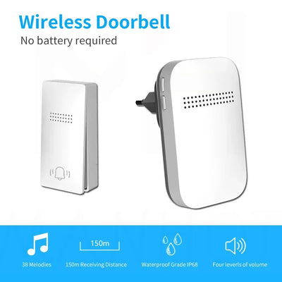 Smart Wireless Waterproof Doorbell 38 Ringtones Plug Button - stepyours.com