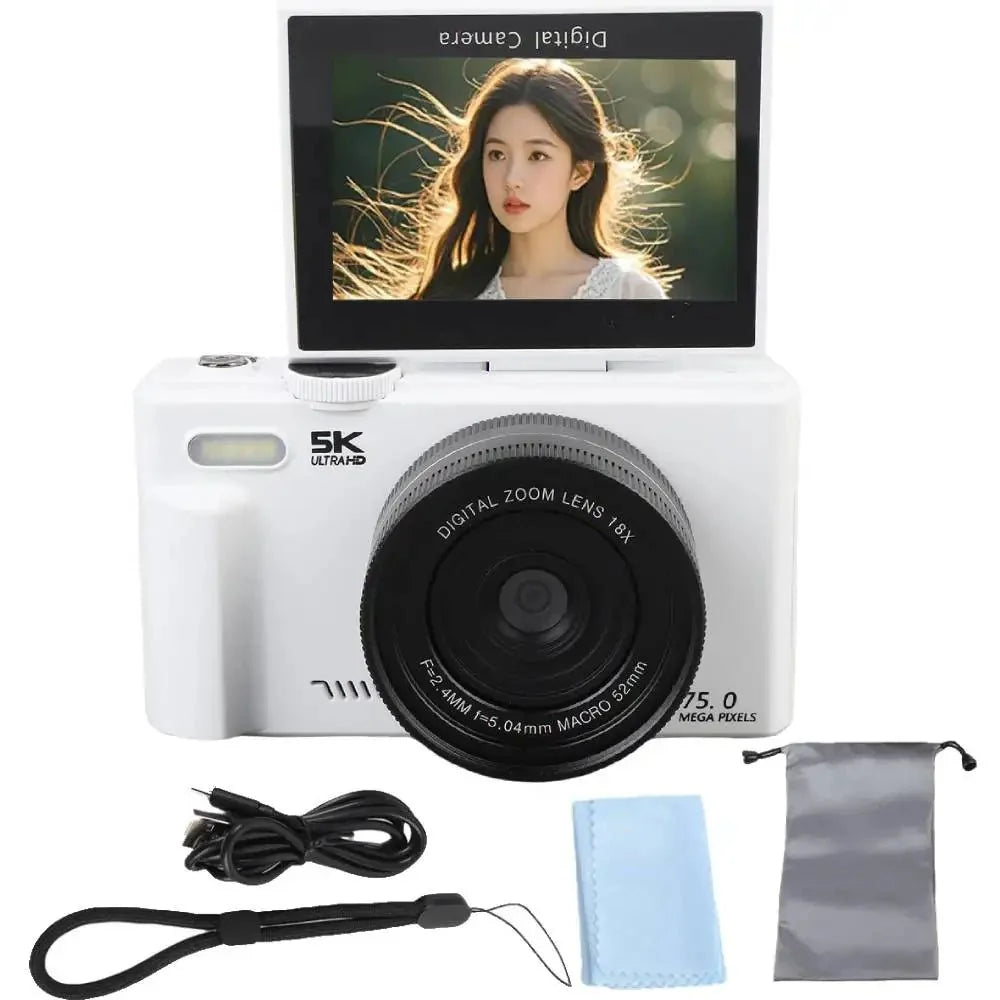 Amorus 75MP Digital Camera 5.7K Video 18x Zoom WiFi Vlog Camera - stepyours.com