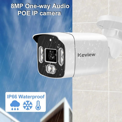 Keview PoE IP Camera - 8MP 4K Outdoor Security Bullet H265 IP66 Weatherproof - stepyours.com