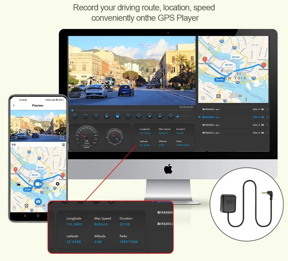 EACE 2.5K Mirror Dash Cam For Car Touch Screen With GPS WiFi 1440P Parking DVR - stepyours.com