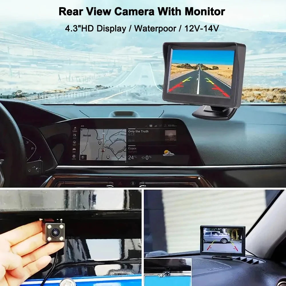 Four Point Three Inch Rear View Monitor For Car Parking Reversing Camera System - stepyours.com