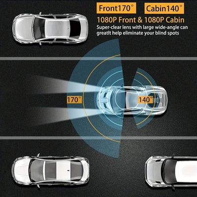 Etymoofox Dash Cam Front And Inside 3.16 - Inch 1080P G Sensor HD Night Vision - stepyours.com