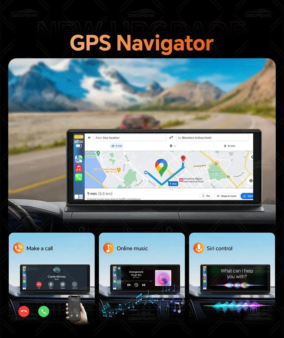 OBDPEAK K8 Pro Dash Cam Front 5K Rear 1080P CarPlay Android Auto 11.3 AI Screen - stepyours.com