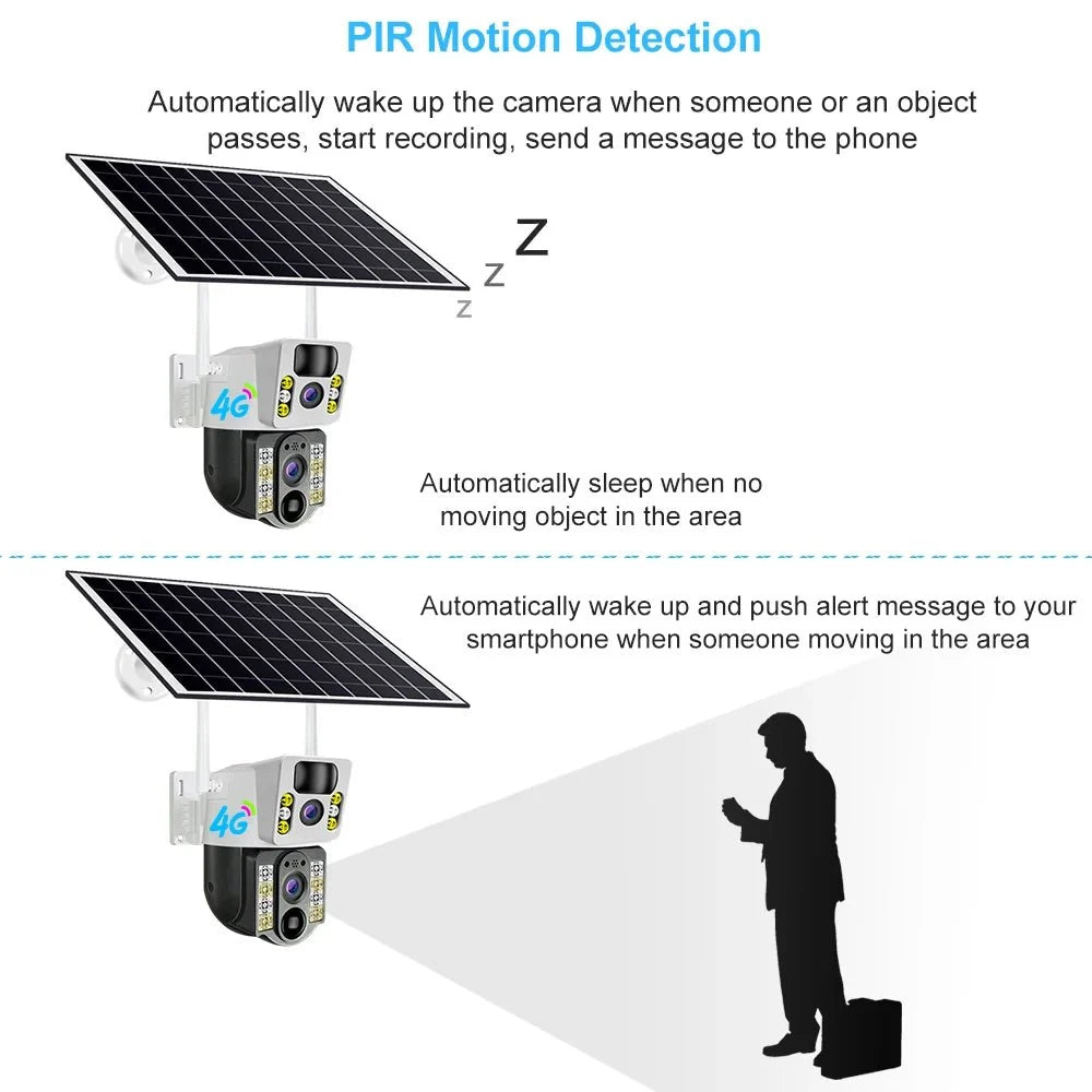 V380 Pro Solar 8MP 4K Wireless Camera - Dual Lens, 4G PIR Night Vision - stepyours.com