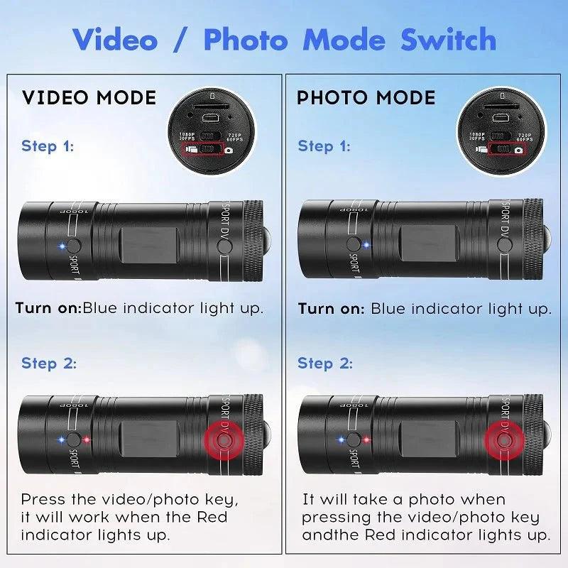 Mini Sport DV Action Camera Helmet Waterproof 1080P Camcorder For Bike - stepyours.com