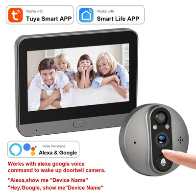 3MP WiFi Cat Eye Doorbell 5000mAh Battery Alexa LiveView - stepyours.com