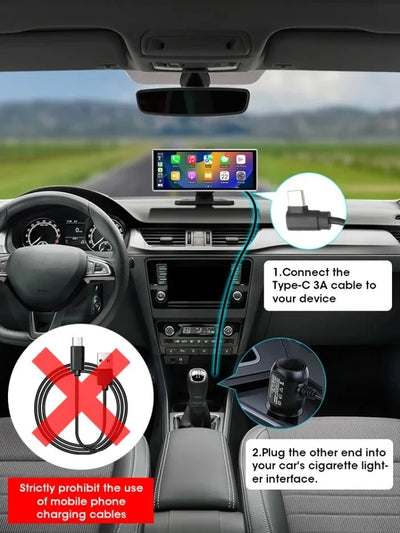 11.26 Inch 4K Dual Lens Dash Cam With Wireless CarPlay Android Auto GPS WiFi - stepyours.com