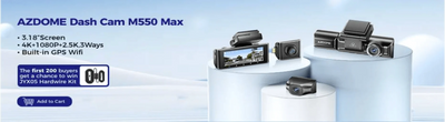 AZDOME 4K Dash Cam M550 Max GPS WiFi Car DVR 3.18Inch Screen Rear Cam - stepyours.com
