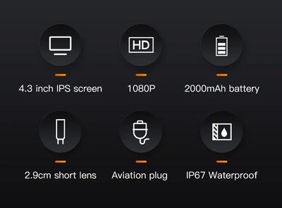 Industrial Endoscope Camera 4.3 Dual Lens 1080P - IP67 Waterproof Borescope - stepyours.com