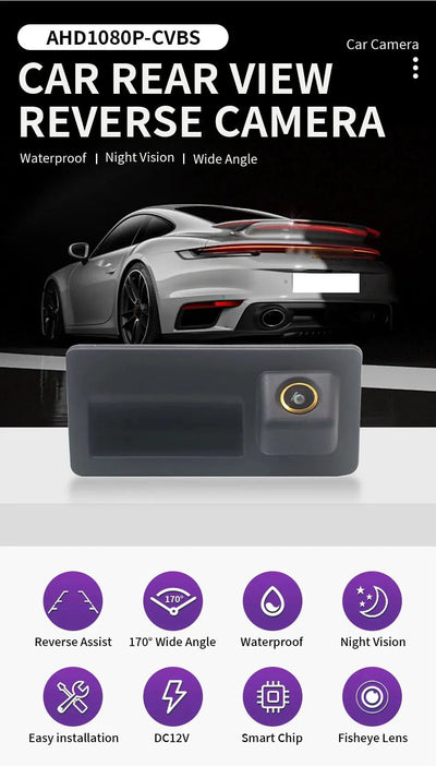 AHD 1080P Car Tailgate Handle Rear View Camera For VW Passat Golf Jetta Polo - stepyours.com
