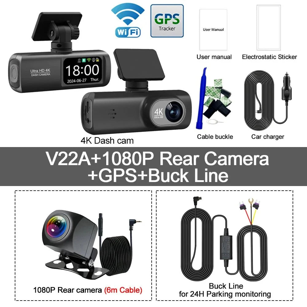 Soam Dash Cam 4K Plus Dual Channel GPS WiFi Front 4K Rear 1080p - stepyours.com