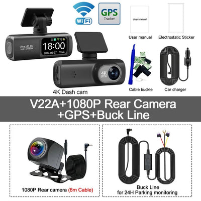 Soam Dash Cam 4K Plus Dual Channel GPS WiFi Front 4K Rear 1080p - stepyours.com