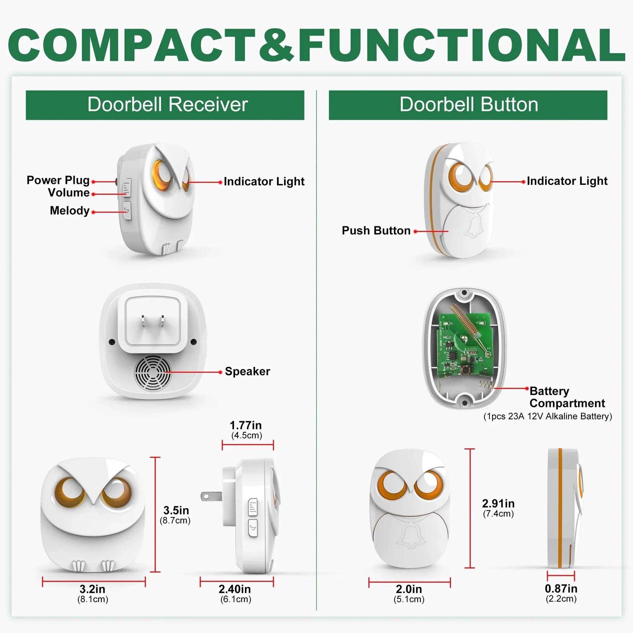 HTZSAFE Wireless Doorbell Chime 300M Range Waterproof Garden - stepyours.com