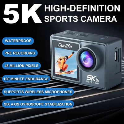 Ourlife MTR40 5K Action Camera IPS Touch Screen 170 Degree Waterproof 30M WiFi - stepyours.com