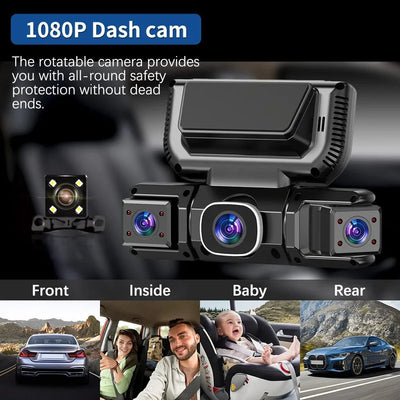 WiFi 4Channel 360 Degree Car Dashcam 2560x1440 24h Parking Monitor - stepyours.com