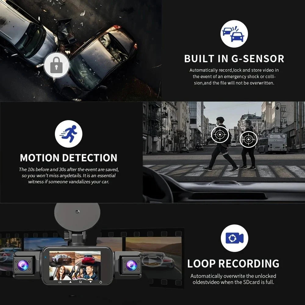 4 Channel 360 Dash Cam With 1080P Front Left Right Rear 24H Parking - stepyours.com