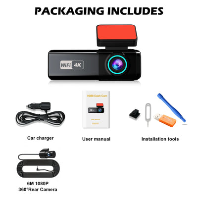 Aprilboy 4K WiFi Dash Cam Front And Rear Night Vision G Sensor Parking Monitor - stepyours.com