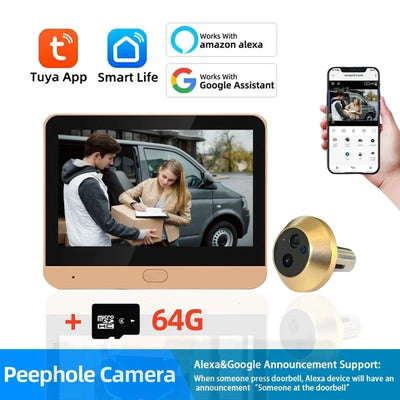 Tuya 3MP Wireless Peephole Camera LCD Screen Night Vision - stepyours.com