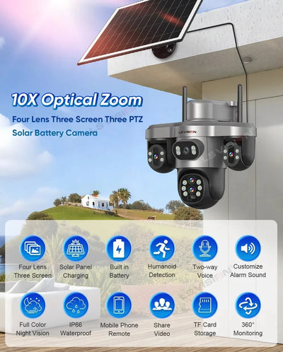 LS Vision 20MP Solar WiFi Surveillance Camera V380 Pro 10X Optical Zoom Outdoor - stepyours.com