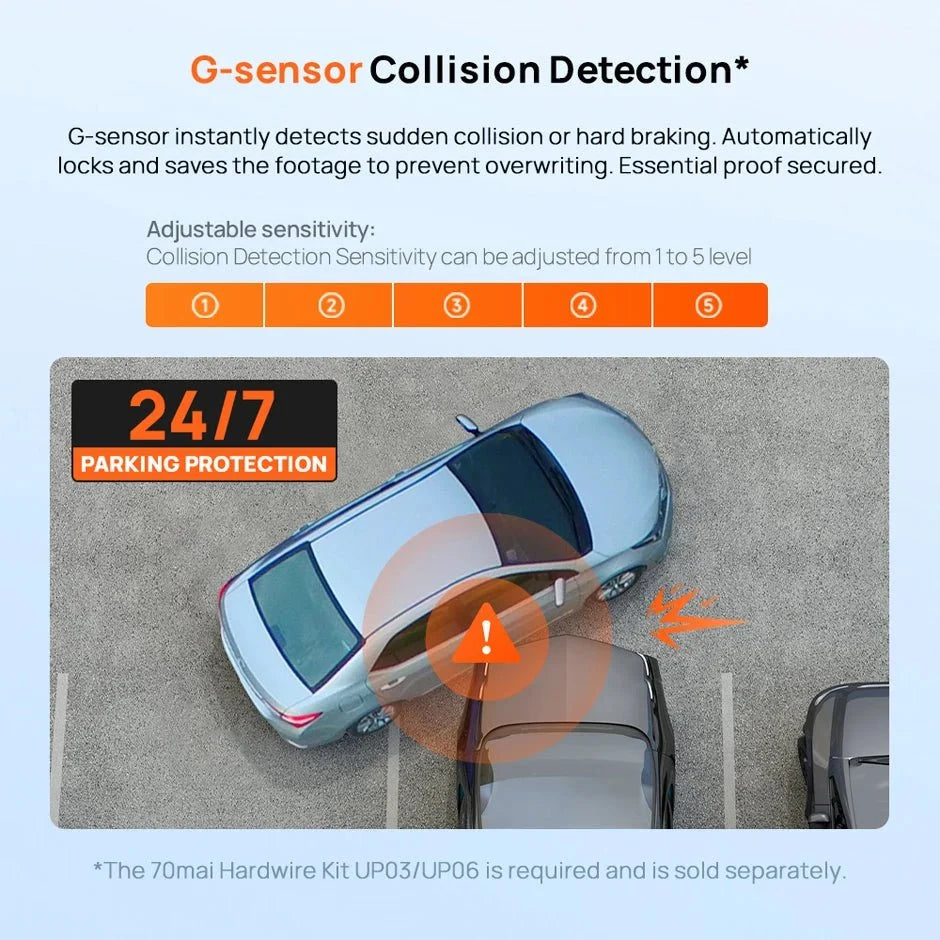 70mai Dash Cam A410 Front 1440P Rear 1080P Car DVR 256GB 24H Parking - stepyours.com