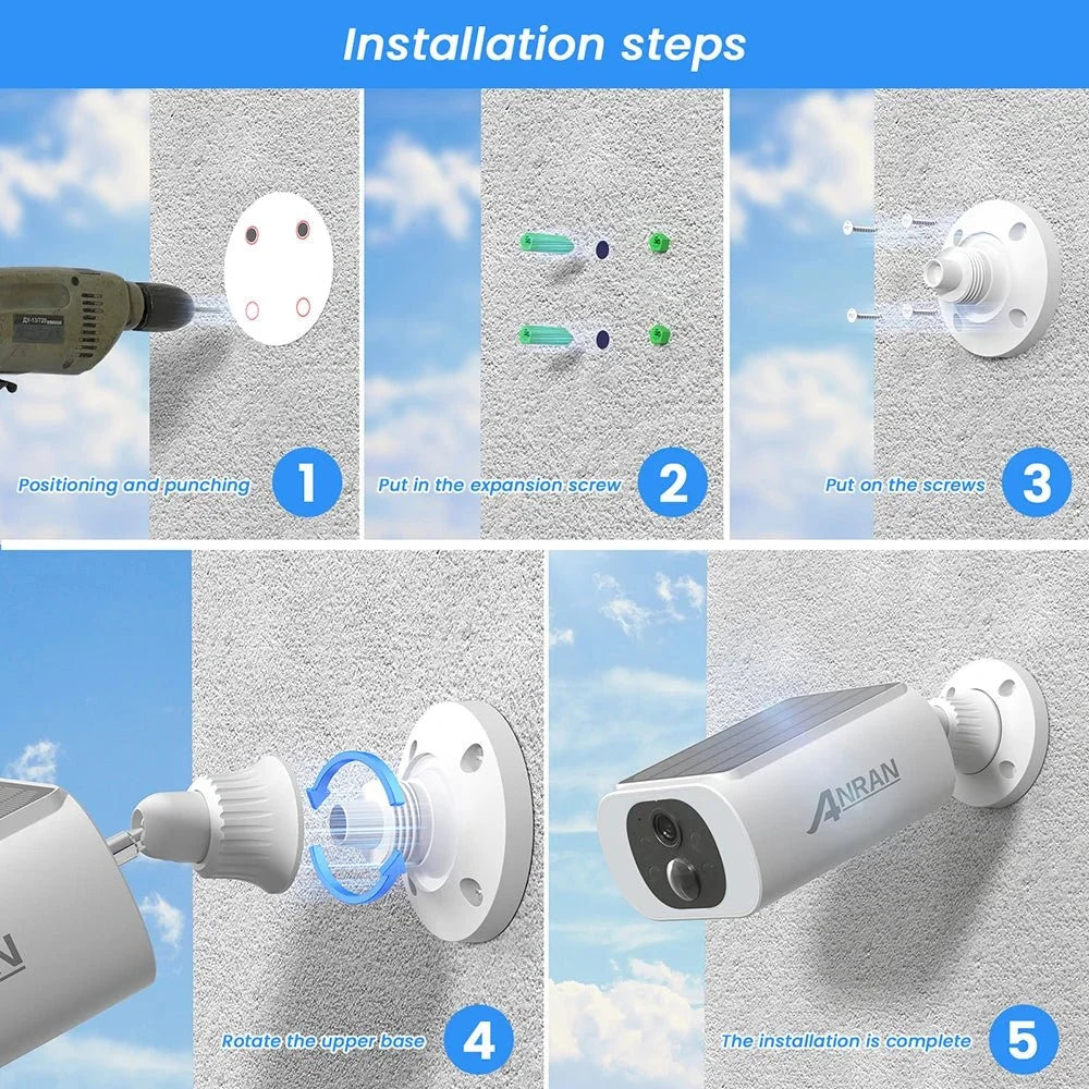 ANRAN 2K Solar Security Camera Wireless 2 4G WiFi Floodlight Color Night Vision - stepyours.com