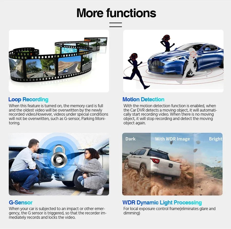 Acceo 10 Inch Car DVR Rearview Mirror Dual 1080P Touch Screen Night Vision - stepyours.com