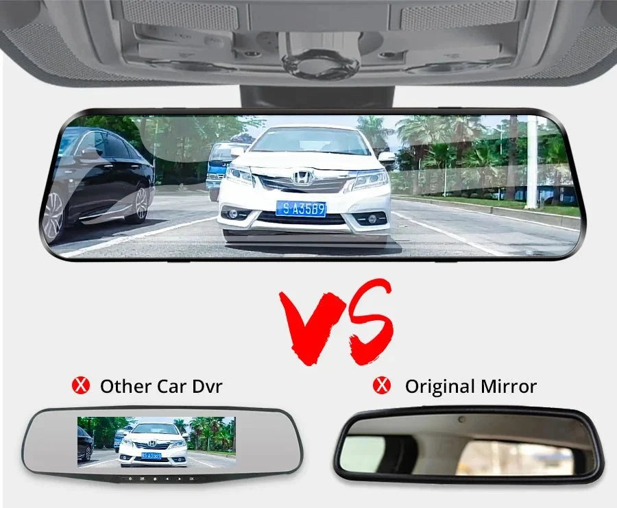 Acceo 10 Inch Car DVR Rearview Mirror Dual 1080P Touch Screen Night Vision - stepyours.com
