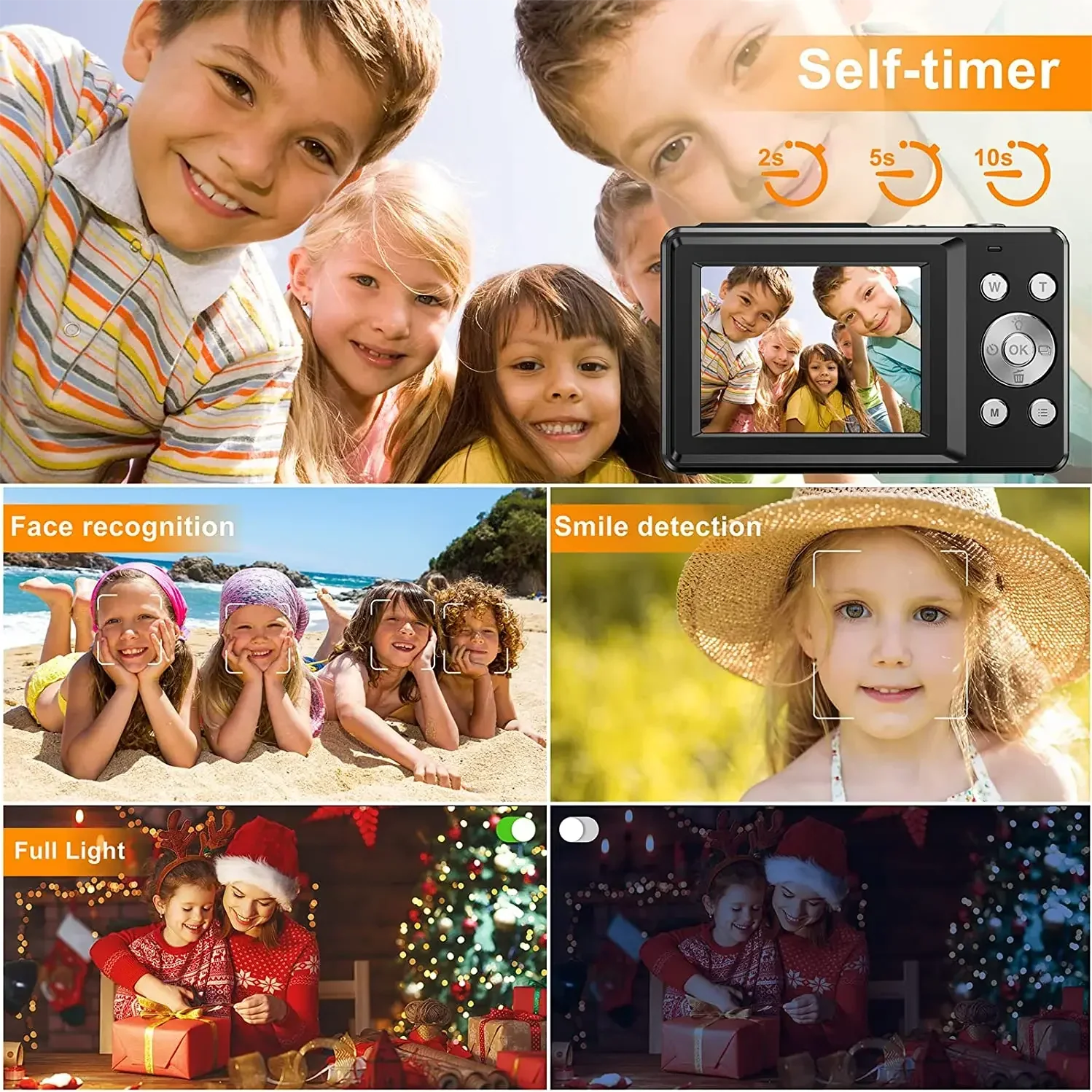 HD 1080P Kids Beginner Camera LCD 16X Zoom Compact Rechargeable - stepyours.com