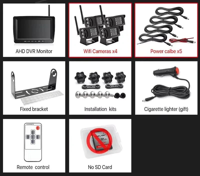 GreenYi 7 Inch 1280x720 AHD Wireless Truck DVR Monitor With Night Vision Camera - stepyours.com