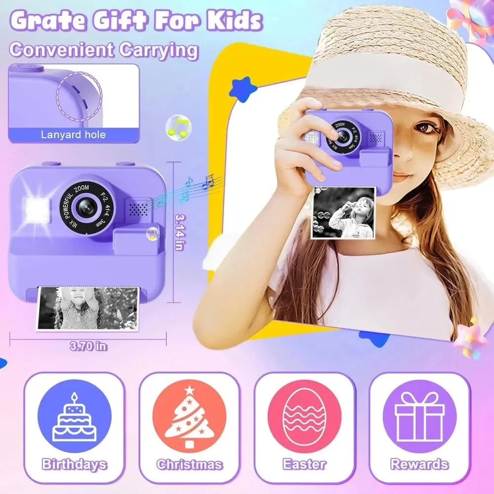 Educational Thermal Instant Print Camera 32GB Card 1080P For Kids Learning - stepyours.com