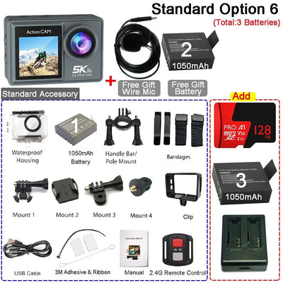 HUAFANT M4R Action Camera 5K 4K60FPS Waterproof 30m IPS Touch LCD 5X Zoom - stepyours.com