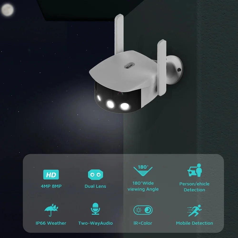Besder 8MP 4K Dual Lens WiFi IP Camera AI Human Detection Outdoor Security - stepyours.com