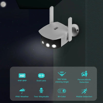 Besder 8MP 4K Dual Lens WiFi IP Camera AI Human Detection Outdoor Security - stepyours.com