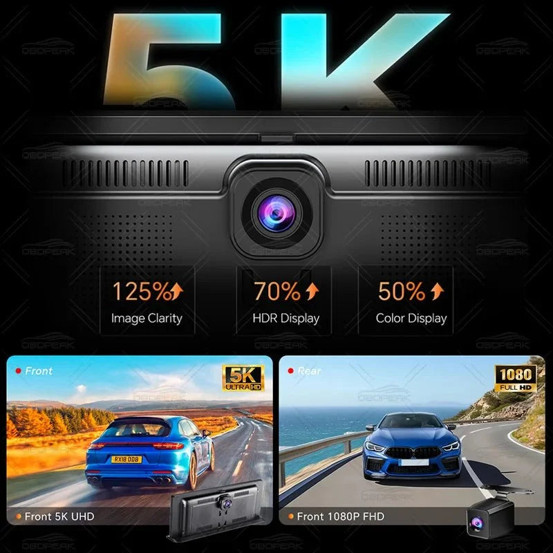 K8 Pro 11.3 Inch Dash Cam Dual Lens 5K GPS 5G WiFi Ultimate CarPlay Android Auto - stepyours.com