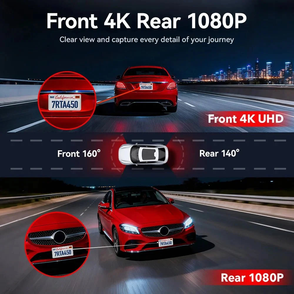 Redtiger A4 4K Dash Cam Front and Rear GPS and 5G WiFi Night Vision Parking - stepyours.com