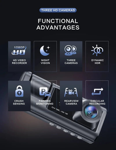 1080P Dual Dash Cam For Cars Front Inside IR Vision Loop Recording Wide Angle - stepyours.com