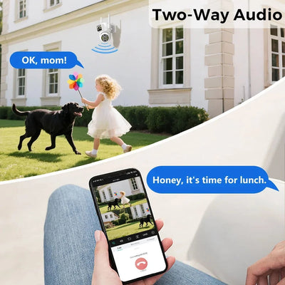 Outdoor Wireless Security IP Camera 6K 12MP Dual Lens PTZ Smart Tracking - stepyours.com