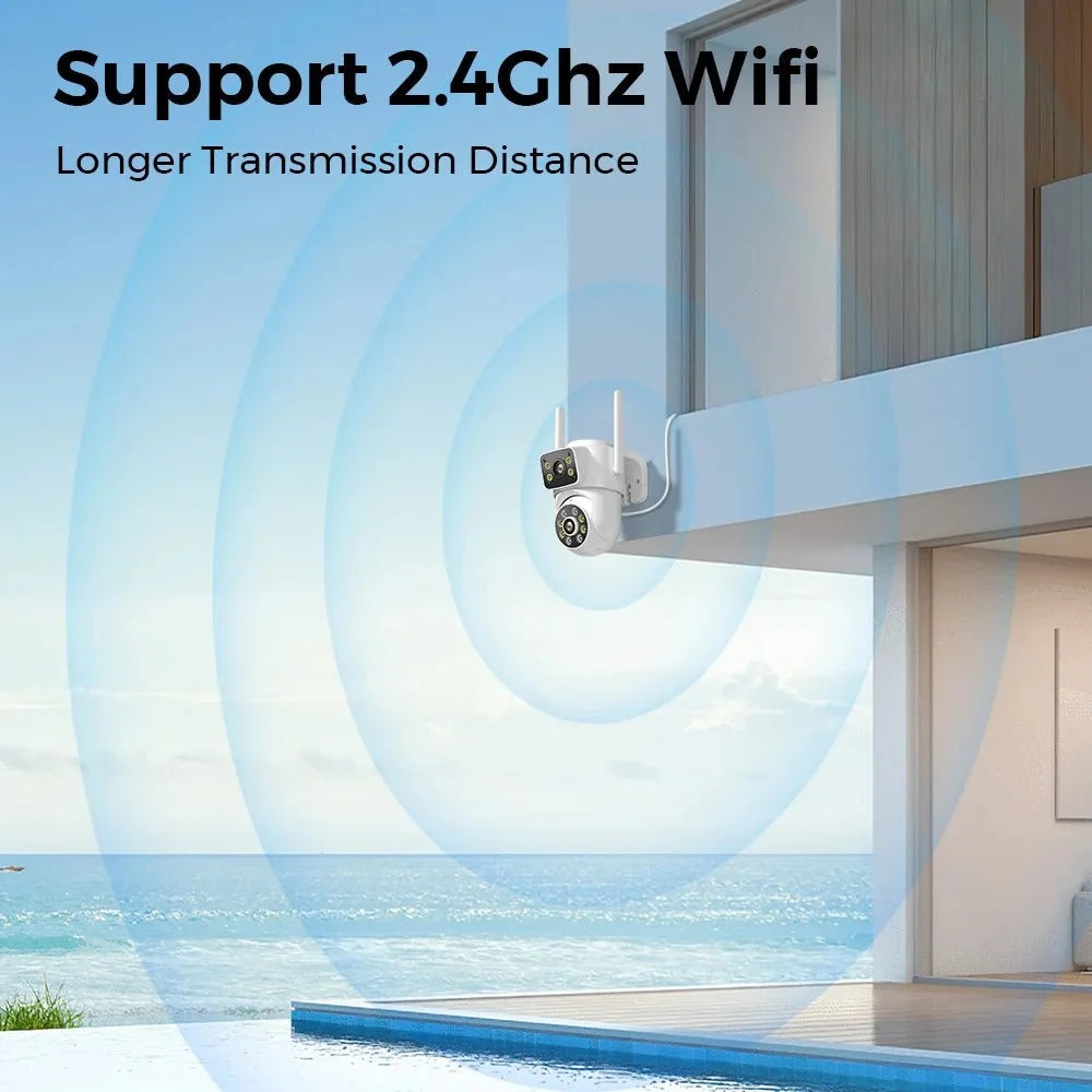 Outdoor Wireless Security IP Camera 6K 12MP Dual Lens PTZ Smart Tracking - stepyours.com