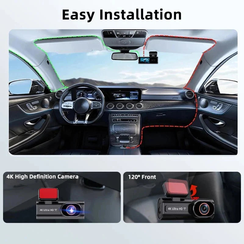 Acceo Dash Cam 4K Front And 1080P Rear Dual Lens With GPS WiFi Night Vision - stepyours.com