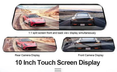 Acceo 10 Inch Car DVR Rearview Mirror Dual 1080P Touch Screen Night Vision - stepyours.com