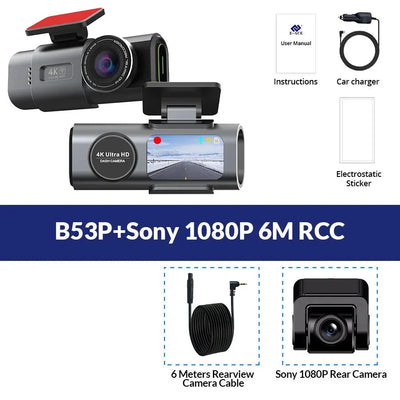 4K Dash Cam GPS WiFi Night Vision Car DVR with Optional Rear Lens - stepyours.com