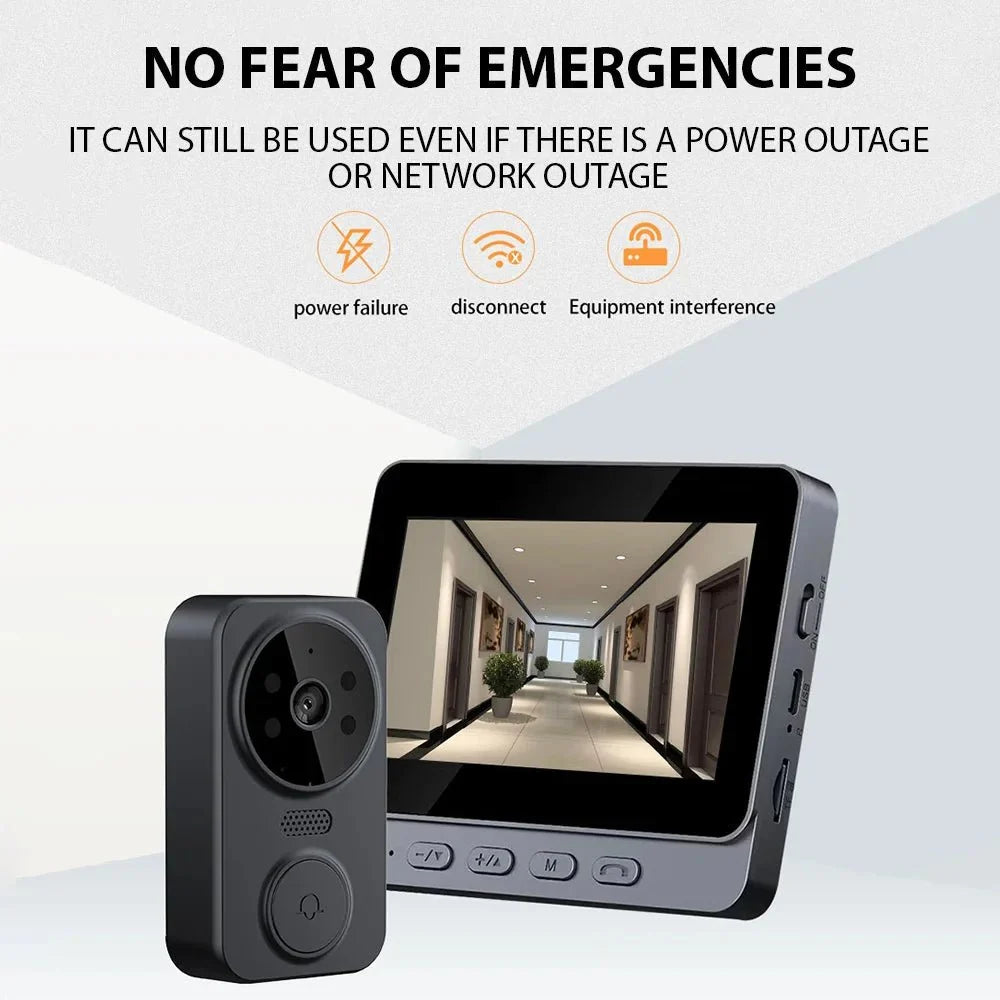 4.3 Inch IPS Wireless Video Doorbell Two Way Intercom - stepyours.com