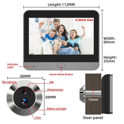 Tuya 3MP Peephole Doorbell 140 Degree View Alexa Google - stepyours.com
