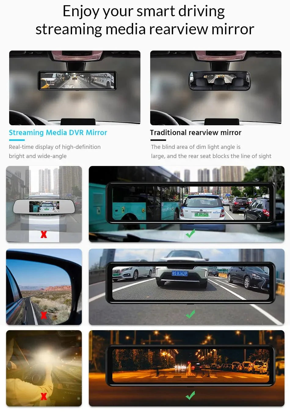 ACCEO 4K WIFI Dash Cam 12 Inch Rearview Mirror Car DVR Recorder - stepyours.com