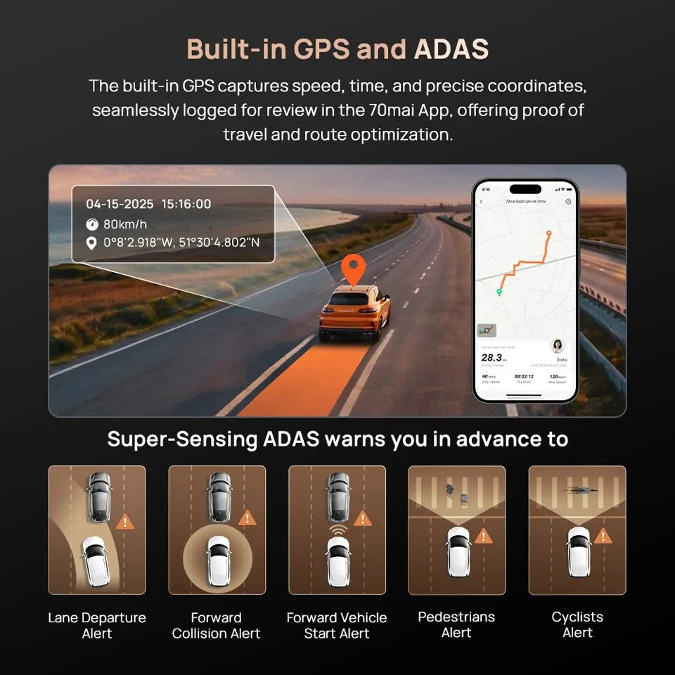 70Mai A810S 4K HDR Dash Cam GPS ADAS Dual Channel Motion Detection 4G LTE DVR - stepyours.com