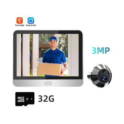 Tuya 3MP Wireless Peephole Camera LCD Screen Night Vision - stepyours.com