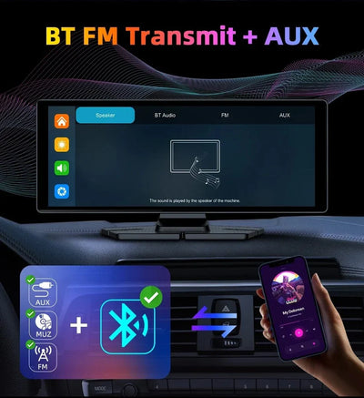 4K Dash Cam CarPlay Android Auto 350 Degree Rotating Lens GPS Bluetooth 7 Inch - stepyours.com