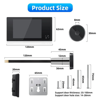 Awapow 3.5 Peephole Door Camera See Visitors 120Degree 2MP - stepyours.com