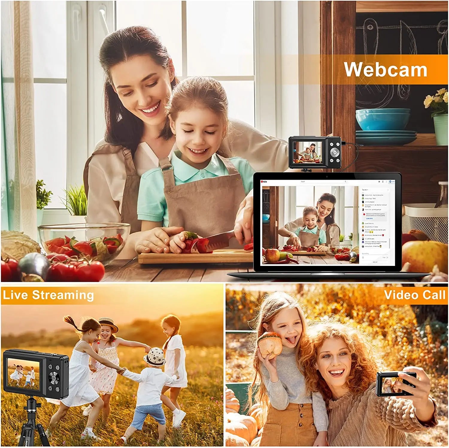 Kids Digital Camera Camcorder 16x Zoom 1080P 44MP for Beginners - stepyours.com