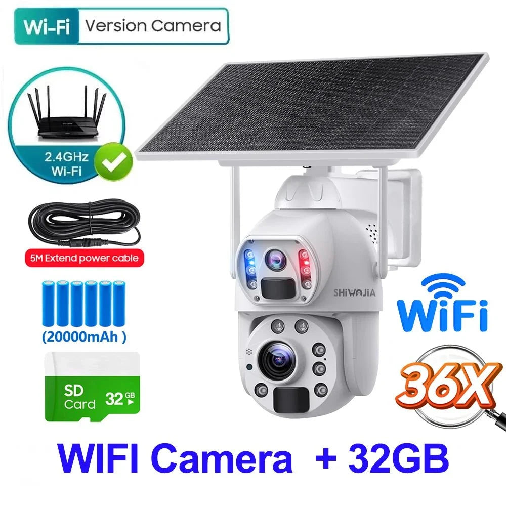 SHIWOJIA Solar 4G Security Camera With 360 Night Vision And 36X Zoom - stepyours.com